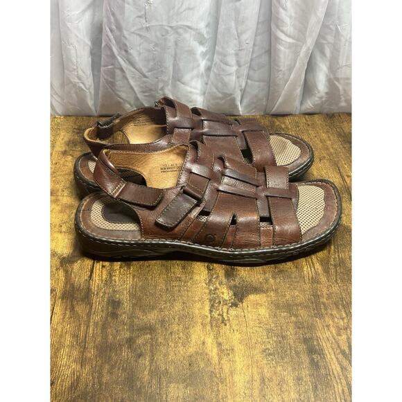 Born Fisherman Sandals Mens 13 Brown Leather Comfort Gorpcore Hiking Minimalist - Picture 1 of 12